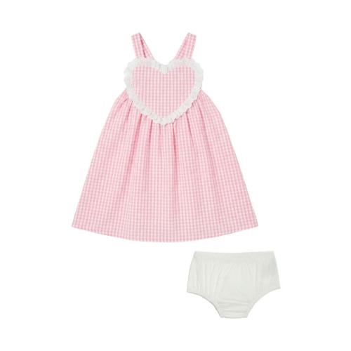 Pippa & Julie Seersucker Heart Dress & Bloomers Set
