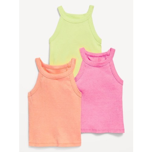 3-Pack Fitted Halter Tank Tops for Toddler Girls