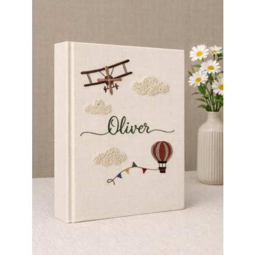 Custom Hand Embroidered Keepsake Album, Embroidered Photo Album With Sleeves, Personalized Baby Photo Album, Baby Scrapbook