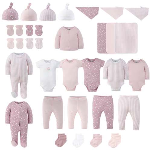 Layette Gift Set for Baby Girls, Mauve Morning, 30-Piece