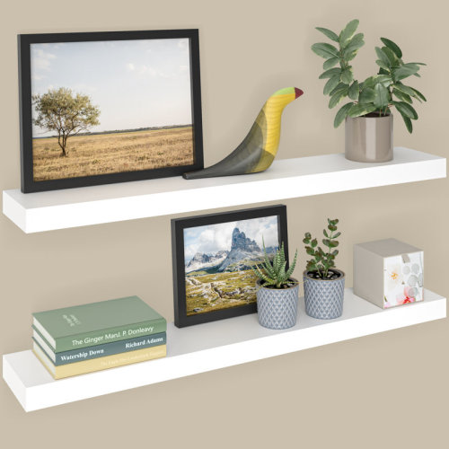 Ballucci Sydney 36" W x 6" D Floating Shelves Set with Invisible Wall Mount Brackets & Reviews | Wayfair