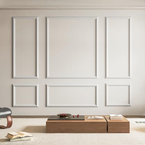 Art3d Pre-Cut Wall Molding Set, Ready-to-Assemble Panels, 3 Top 3 Bottom | Ready-to-Assemble Wainscoting Panel, High-Impact, Precision Pre-Cut, DIY-Friendly, Ideal for Indoor Wall Decor, Accent Walls