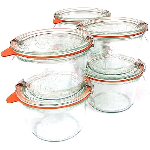 Weck 741 .25 Liter Mold Jars - 6 In A Set, With Lids, 6 Rings & 12 Clamps
