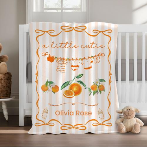 Orange Baby Blanket: A Little Cutie Clementine Theme, Newborn Girl Gift, Hospital Coming Home Blanket