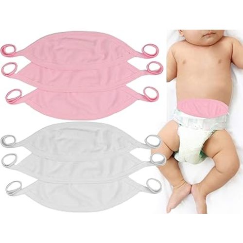 ToBeInStyle Babies' 6-Pack Comfortable Newborn Baby Belly Binder - Pink/White - One Size