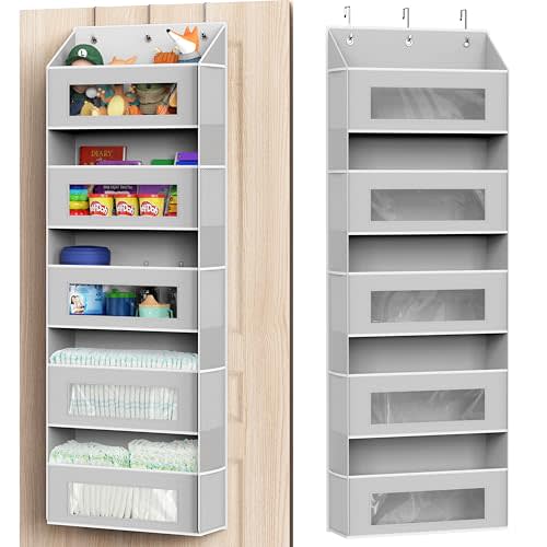 Simple Houseware Large Heavy Duty 5 Pockets Over the Door Organizer | 45 lbs Capacity for Pantry, Closet, Bathroom, 5 Clear Window Pockets