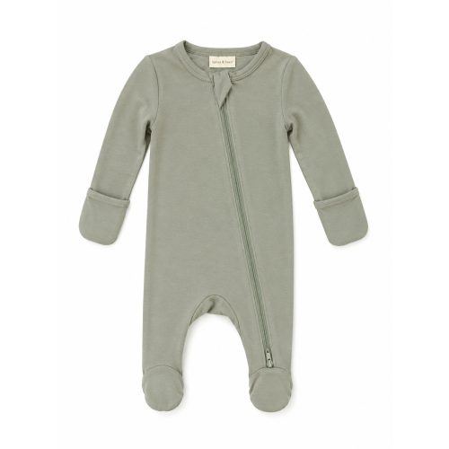 Bamboo Zip Footie - Sage Green – Sprout & Fawn
