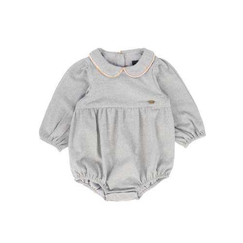 BAMBOO LIGHT GREY WOOL PIPED ROMPER
