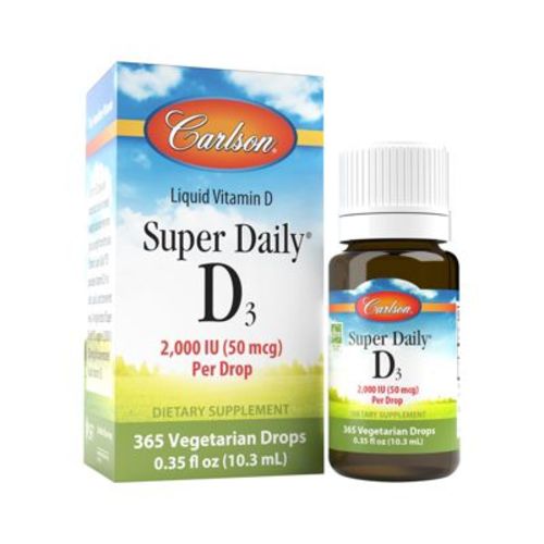 Carlson - Super Daily D3 2,000 IU (50 mcg) per Drop, Vitamin D Drops, 1-Year Supply, Vegetarian, Unflavored, 365 Drops