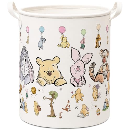 Classic Bear Kids Room Storage Basket With Waterproof PE Coating, Foldable Large Canvas Laundry Hamper, Kids, Boys And Girls Storage Baskets Suitable For Nursery Bathroom And Bedroom-A17