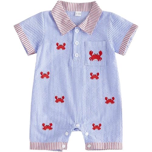 BemeyourBBs Newborn Baby Boy Summer Clothes Short Sleeve Dress Shirt Romper Button Jumpsuit Gentleman One Piece Outfit