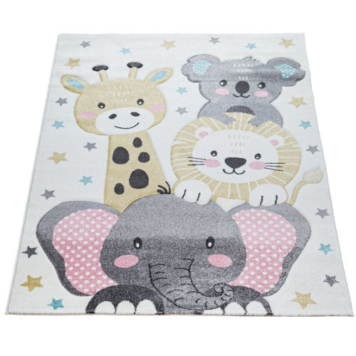 Indigo Safari Millwright Machine Woven Polypropylene Baby & Kids Rugs in Gray/Yellow/Blue & Reviews | Wayfair
