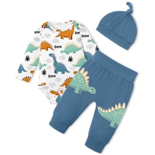 Baby Boy Clothes Dinosaur Print Infant Boy Outfits 3PCS Clothing Set