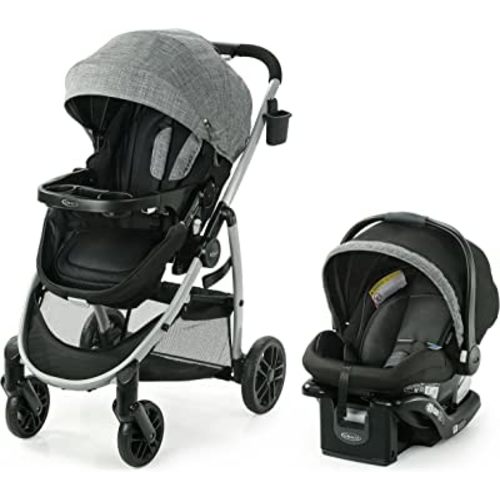 Graco Modes Pramette Travel System, Includes Baby Stroller with True Pram Mode, Reversible Seat, One Hand Fold, Extra Storage, Child Tray and SnugRide 35 Infant Car Seat, Ellington