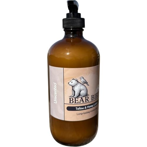 100% Grass-Fed Tallow & Raw Honey Lotion with Olive Oil, (UNSCENTED)