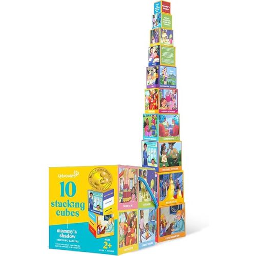 Upbounders® Stacking & Nesting Blocks | FSC®-Certified Educational Toy for Toddlers 2+ | Montessori-Inspired Learning Toy with Career-Themed Illustrations | Develops Fine Motor & Cognitive Skills