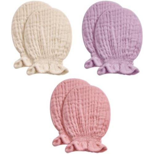 Pro Goleem Muslin Baby Mittens for Newborn, 100% Cotton No Scratch Soft Breathable Gloves for Boys and Girls 0-6 months