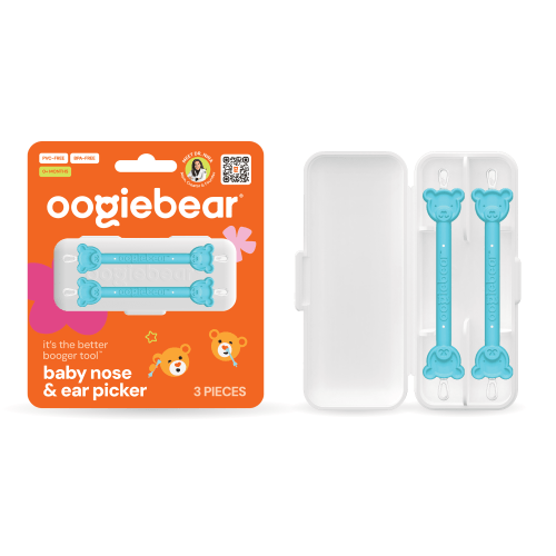 Oogiebear 2 Pack Booger and Ear Wax Picker with Case, Safe For Newborns, Blue