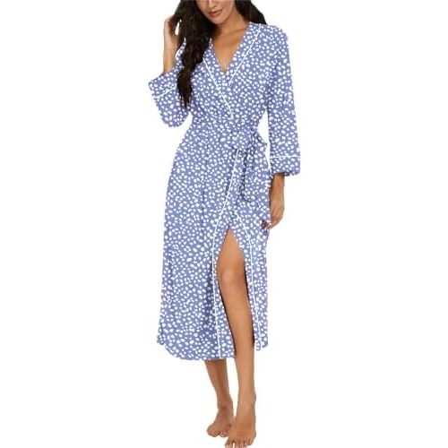 PrinStory Womens Robe Long Kint Bathrobe Lightweight Soft Robes Ladies Bath Robe