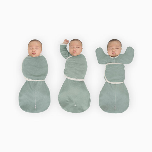 SwaddleDesigns Omni Swaddle Sack with Arms Up Half-Length Sleeves and Mitten Cuffs - Heathered Jadeite, Small 6-14 Lbs (0-3 Months)