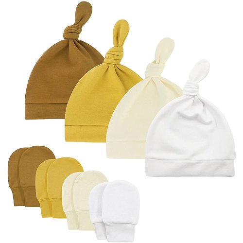 Durio Newborn Baby Hat Mittens Soft Baby Hat and Mittens Set Cute Baby Mittens 0-6 Months Hat Mittens for Baby Girls Boy