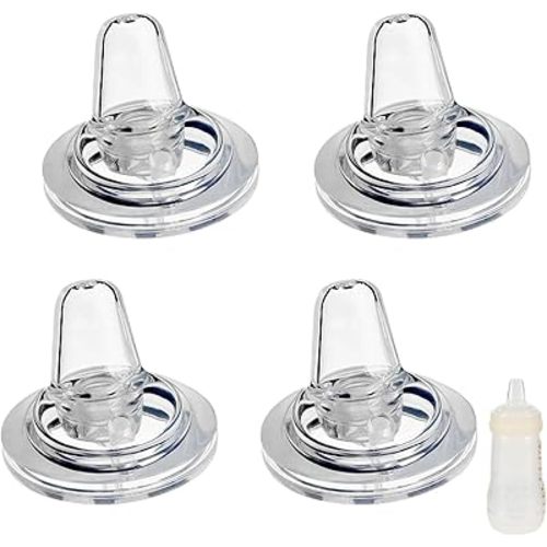Sippy Spout Nipples for Mam Baby Bottles, Transition Straw Sippy Cup 100% Food Grade Silicone Soft Nipple, 6m+, Pack of 4