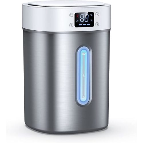 4L Ultrasonic Cool Mist Humidifier with 304 Stainless Steel Tank, Auto Humidity Control, Night Light, and Timer - For Large Rooms and Baby