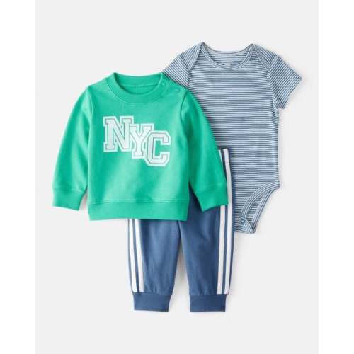 Baby Boy 3-Piece NYC Pullover Outfit Set - Green | Carter's