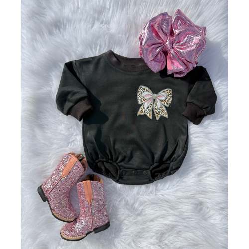 Cheetah Bow Bubble Romper