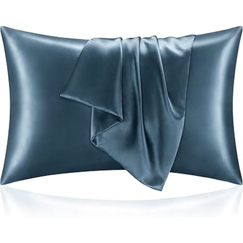BEDELITE Satin Pillowcase for Hair and Skin, Super Soft and Cooling Similar to Silk Pillow Cases 2 Pack with Envelope Closure, Gift for Women Men(20"x40" King Size, Bluesteel)