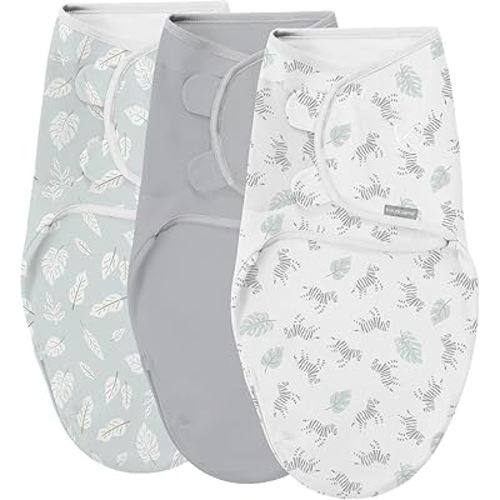SwaddleMe by Ingenuity Baby Swaddle Size Small/Medium 3-Pack Zebra Botanical