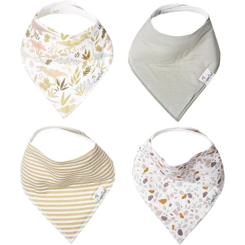 Copper Pearl Baby Bibs 4 Pack, Printed Bandana Drool Bibs for Baby Girl & Boy, Soft Cotton Drooling Teething Bibs