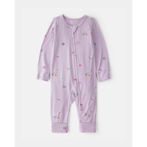 Baby Girl Fairytale 2-Way Zip PurelySoft Sleep & Play Pajama - Purple