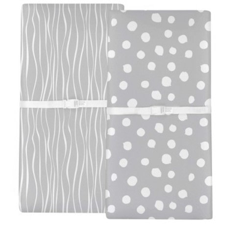 Ely's & Co. Baby Changing Pad Cover - Cradle Sheet  100% Combed Jersey Cotton Grey and White Abstract 2 Pack