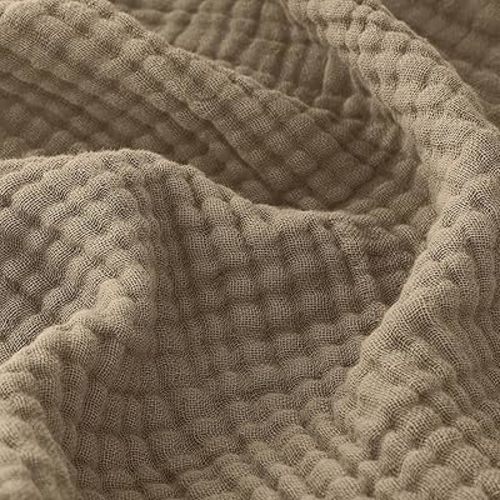 EMME Cotton Muslin Large Throw Blanket Couch 4-Layer Breathable Gauze Soft Lightweight Bed Blankets Adults (Tan, 50"x71")