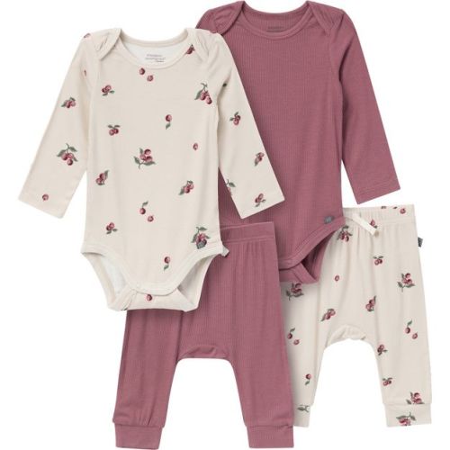 Modern Moments by Gerber Baby Girl's 4-Piece Long Sleeve Bodysuits and Cozy Pants Set, Purple