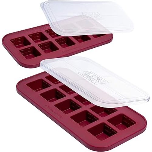 Souper Cubes 2 Tbsp Silicone Freezer Molds with Lids, Cranberry, 2-Pack