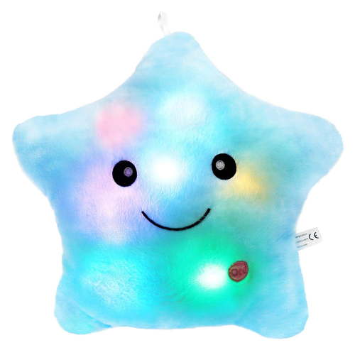 Rirool 14'' Twinkle Star Glow LED Night Light Starlight DreamLites Pillow, Stuffed Animal Toy - Blue