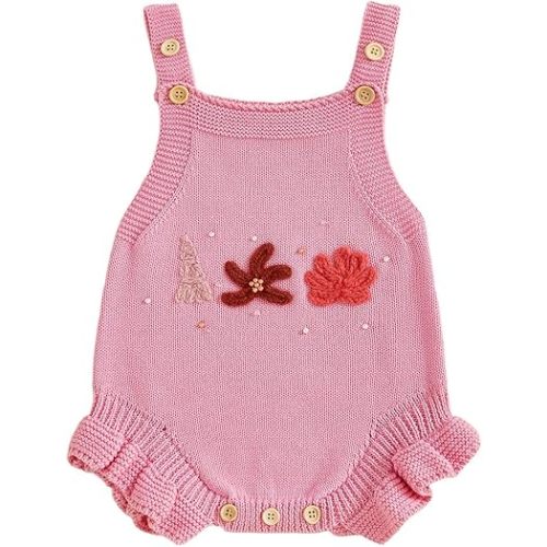 FYBITBO Baby Sweater Knit Romper Newborn Girl Strawberry Sweaters Onesie Overalls Fall Winter Clothes Summer Outfit