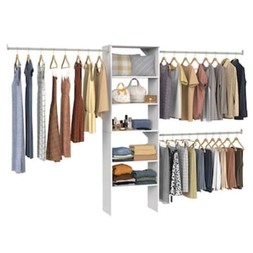 ClosetMaid BrightWood 5-ft to 10-ft W x 6.85-ft H White Solid Shelving Wood Closet System 5442 at Lowes.com
