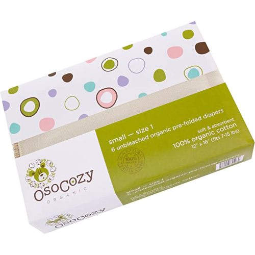 OsoCozy Organic Cotton Prefold Cloth Diapers (6pk) - Super-Soft, Thick, Absorbent, Durable and Ecologically Friendlier.