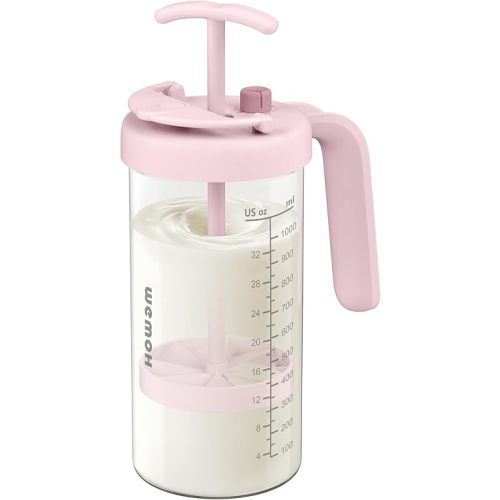 Borosilicate Glass Formula Mixing Pitcher – 32oz True Mixing Capacity, Time Dial for Freshness Tracking, Dishwasher-Safe, BPA-Free Lid, Perfect for Breastmilk Pitcher Method & Multi-Baby Feeding, Pink
