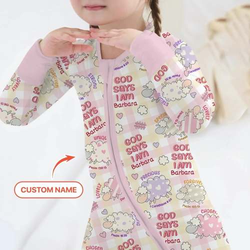 Little Lamb God Says I Am Custom Name Bamboo Convertible Zippy – Zumbamboo