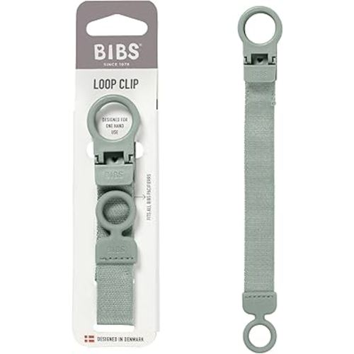BIBS Loop Pacifier Clip - Sleek, Secure One-Handed Operation, Fits All BIBS and Most Brands, Machine Washable, Slim Profile for Comfort, Ages 0+ - Sage