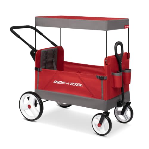 Radio Flyer Wagon for Kids, Baby Stroller, Outside Toys for Toddlers 1-3, Rolling Cart, Beach Cart with Wheels, Convertible Stroller Wagon for Kids Ages 1+ Years, Red