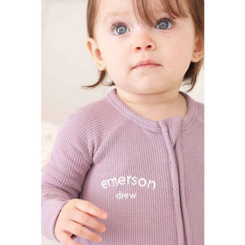 Embroidered Bamboo Waffle Convertible Zip Rompers in In Bloom | Caden Lane