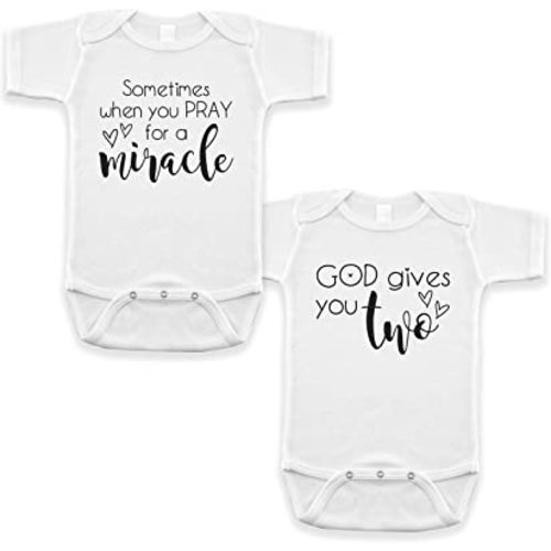 Twin Pregnancy Announcement Infant Bodysuit Set for Grandparent Photo Props