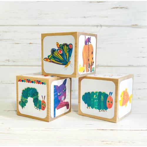 Children’s Storybook Blocks - Caterpillar - Brown Bear - Baby Shower Decoration - 1st Birthday - Nursery Room - Gender Neutral - 2 Inch