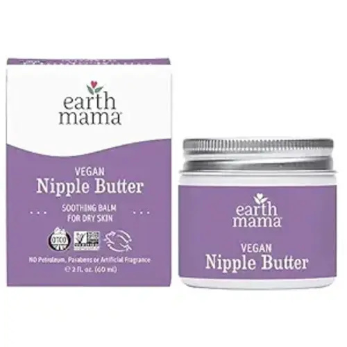 Earth Mama Vegan Nipple Butter | Cruelty-Free Breastfeeding Cream for Nursing Mamas | NO Lanolin, 2-Ounce