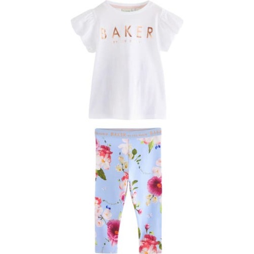 Logo T-Shirt & Floral Leggings Set, 3-6M